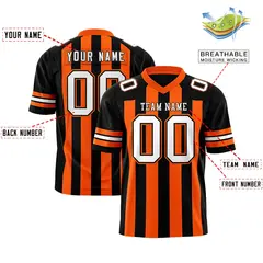 Black Orange Thick Stripe Authentic Football Jersey 2