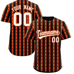Black Orange Thick Striped Star Pattern Baseball Jersey 1