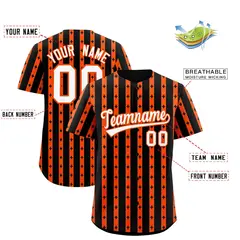 Black Orange Thick Striped Star Pattern Baseball Jersey 2