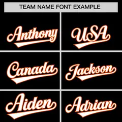 Black Orange Thick Striped Star Pattern Baseball Jersey 3