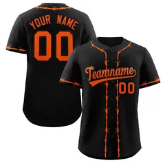 Black Orange Thorns Ribbed Classic Authentic Baseball Jersey
