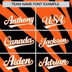 Black Orange Tiger Stripe Gradient Animal Print Baseball Jersey 3