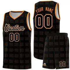 Black Orange Trailblazer Dot Pattern Basketball Jersey 1