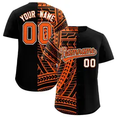 Black Orange Tribal Split Baseball Jersey 1