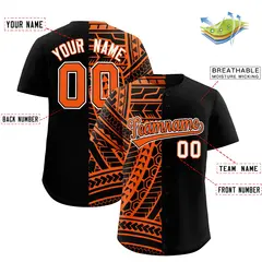 Black Orange Tribal Split Baseball Jersey 2