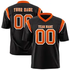 Black Orange Two-Tone Shoulder Cut Flag Football Jersey 1