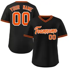 Black Orange V-Neck Pullover Baseball Jersey Classic Style