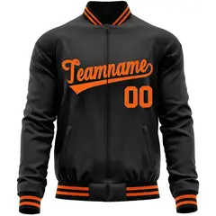 Black Orange Varsity Full-Zip Letterman Baseball Jacket 5