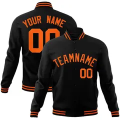 Black Orange Varsity Letterman Full-Snap Jacket