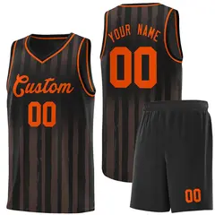 Black Orange Vertical Stripe Basketball Jersey