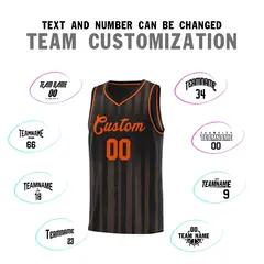 Black Orange Vertical Stripe Basketball Jersey 3