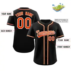 Black Orange-White Classic Authentic Baseball Jersey 2