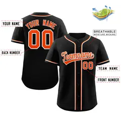 Black Orange-White Classic Authentic Baseball Jersey 2