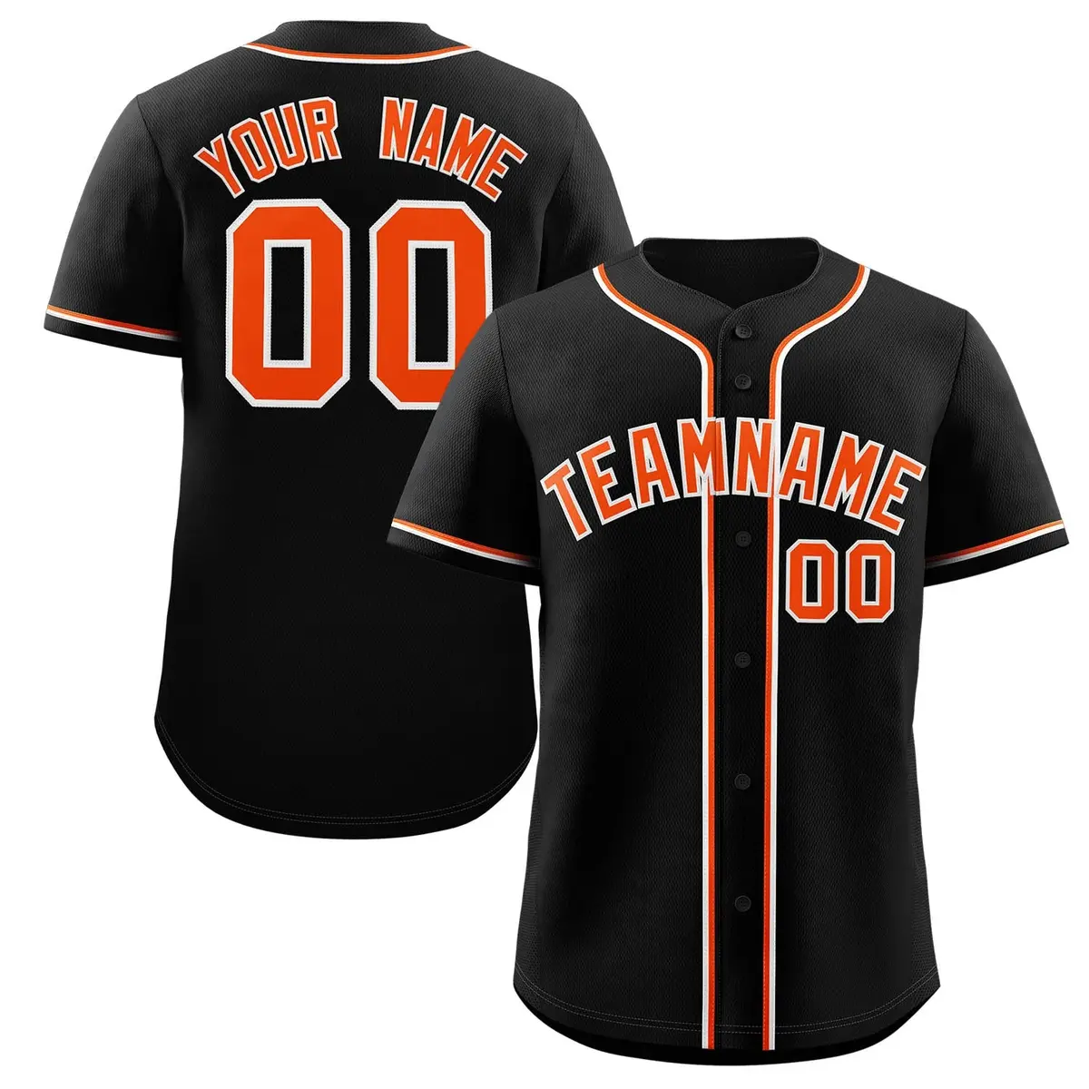 Black Orange-White Classic Authentic Baseball Jersey