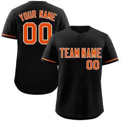 Black Orange-White Classic Authentic Baseball Jersey 1