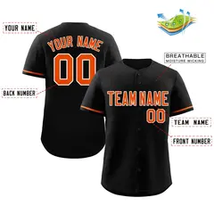 Black Orange-White Classic Authentic Baseball Jersey 2