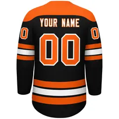 Black Orange White Classic Lace-Up Neck Hockey Jersey 5