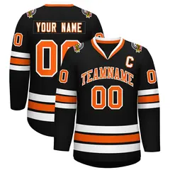 Black Orange-White Classic Style Hockey Jersey