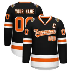 Black Orange-White Classic Style Hockey Jersey 1