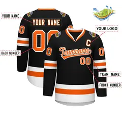 Black Orange-White Classic Style Hockey Jersey 2