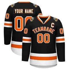 Black Orange-White Classic Style Hockey Jersey 1