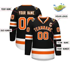 Black Orange-White Classic Style Hockey Jersey 2