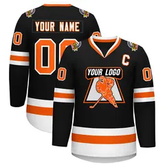Black Orange-White Classic Style Hockey Jersey 1