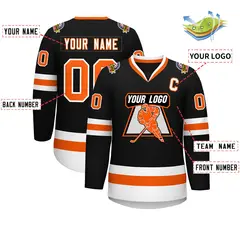 Black Orange-White Classic Style Hockey Jersey 2