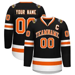 Black Orange-White Classic Style Hockey Jersey 1