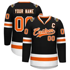 Black Orange-White Classic Style Hockey Jersey 1