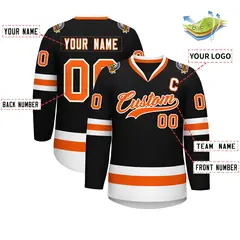 Black Orange-White Classic Style Hockey Jersey 2