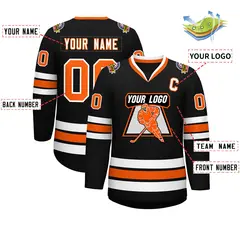 Black Orange-White Classic Style Hockey Jersey 2