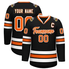 Black Orange-White Classic Style Hockey Jersey 1