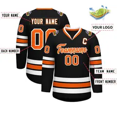 Black Orange-White Classic Style Hockey Jersey 2