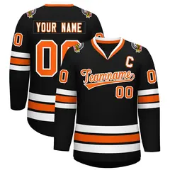 Black Orange-White Classic Style Hockey Jersey 1
