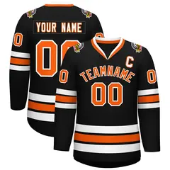 Black Orange-White Classic Style Hockey Jersey 1