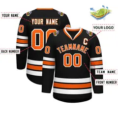 Black Orange-White Classic Style Hockey Jersey 2