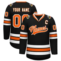 Black Orange-White Classic Style Hockey Jersey 1