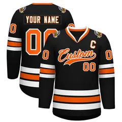 Black Orange-White Classic Style Hockey Jersey 1