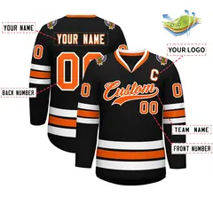 Black Orange-White Classic Style Hockey Jersey 2