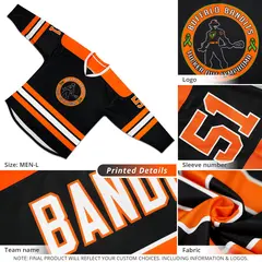Black Orange-White Classic V-Neck Hockey Jersey 4