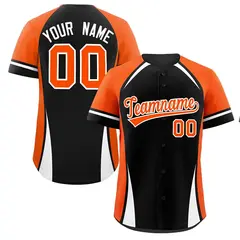 Black Orange-White Color Block Authentic Baseball Jersey