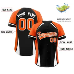 Black Orange-White Color Block Authentic Baseball Jersey 2
