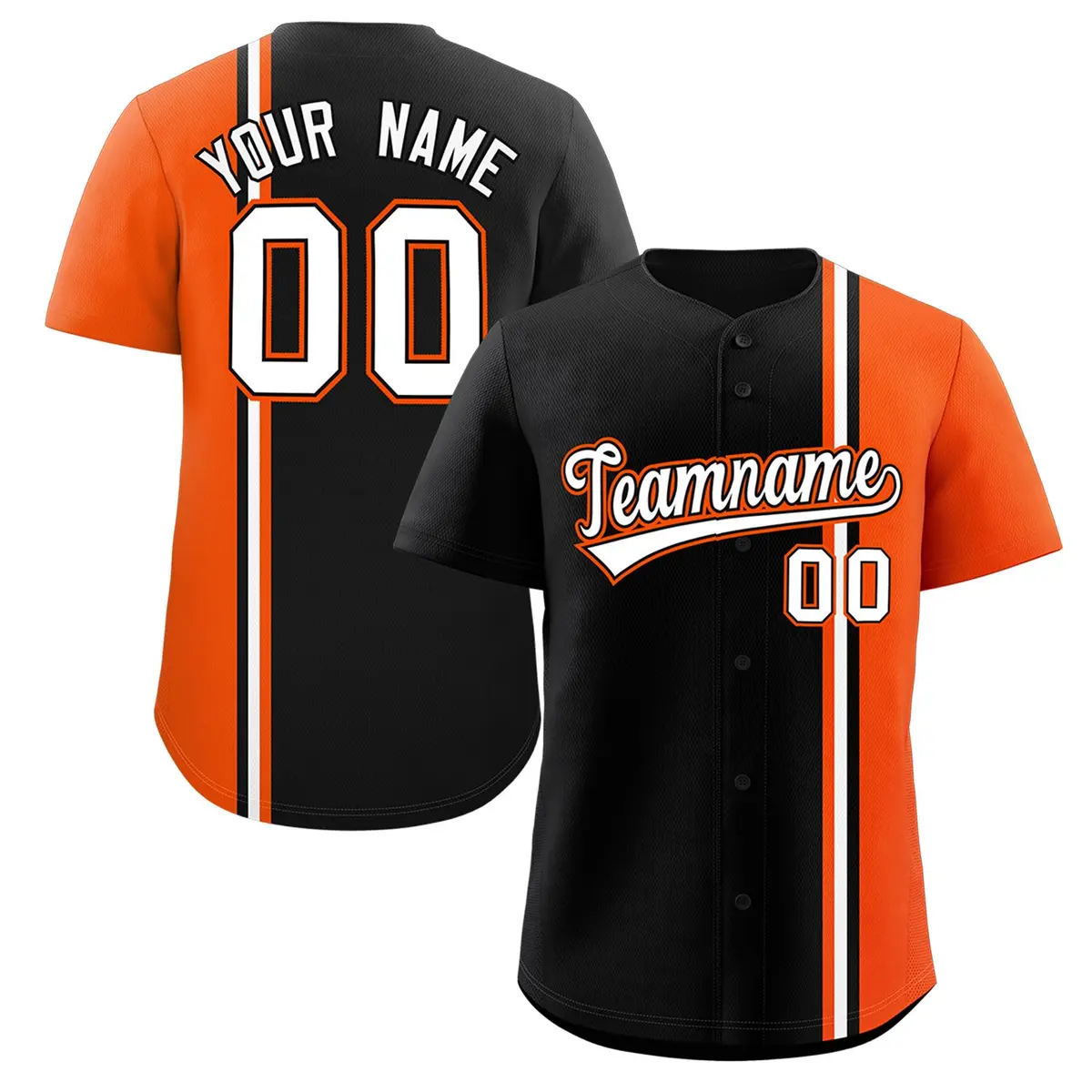 Black Orange-White Color Block Authentic Baseball Jersey