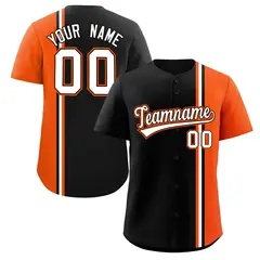 Black Orange-White Color Block Authentic Baseball Jersey