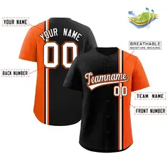 Black Orange-White Color Block Authentic Baseball Jersey 2