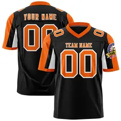Black Orange-White Color Block Raglan Sleeves Football Jersey