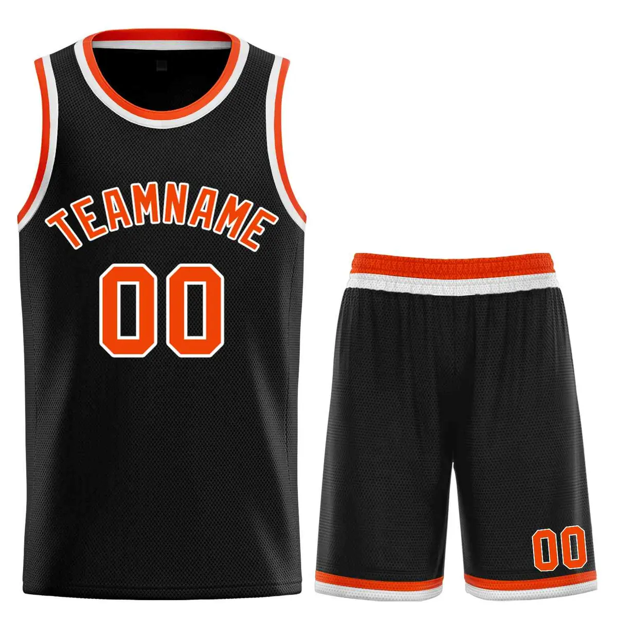 Black Orange-White Curved Classic Sets Basketball Jersey