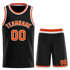 Black Orange-White Curved Classic Sets Basketball Jersey 1