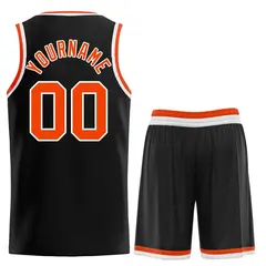 Black Orange-White Curved Classic Sets Basketball Jersey 2